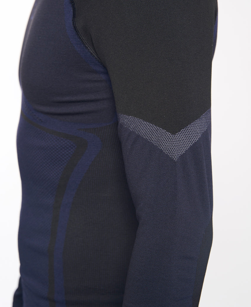 Tee-shirt manches longues homme NORTH double couche noir et bleu marine