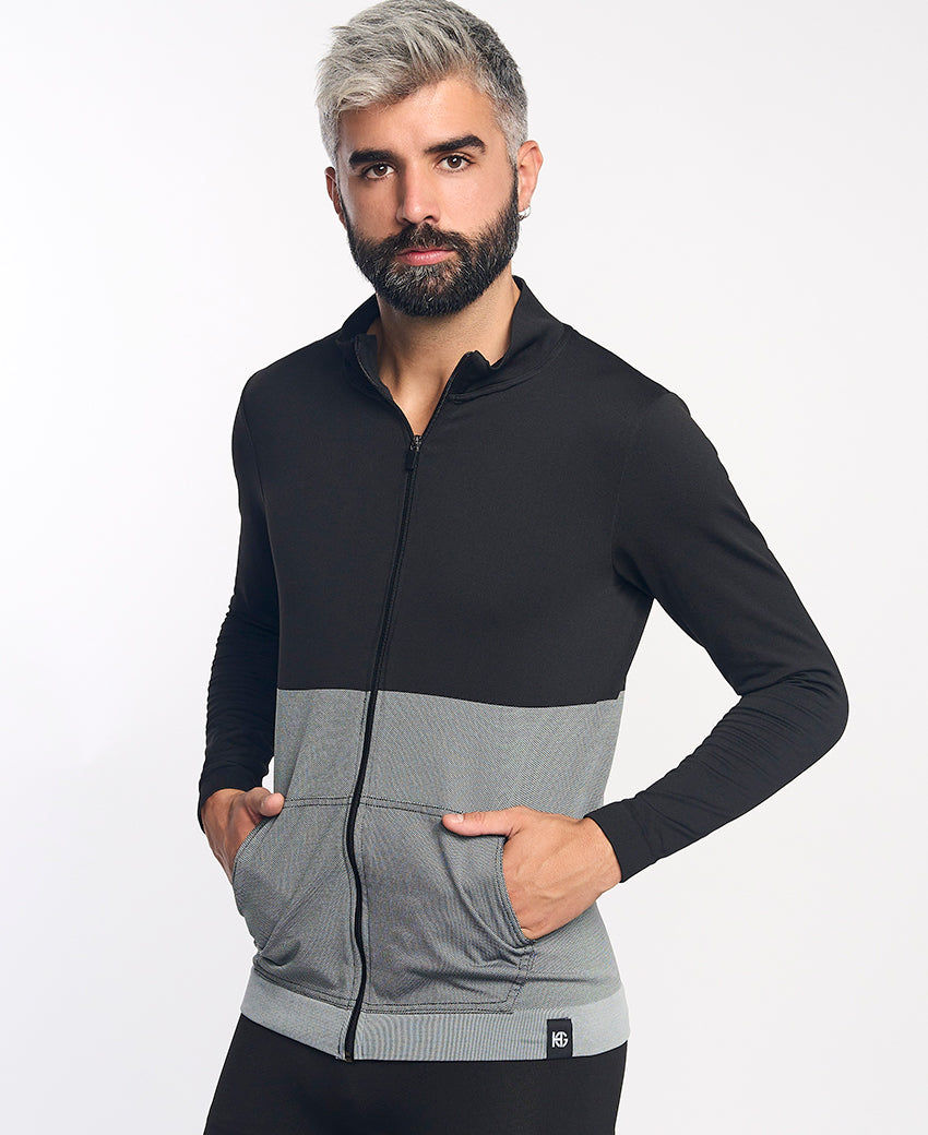 Veste zippée homme KOMI noir et gris
