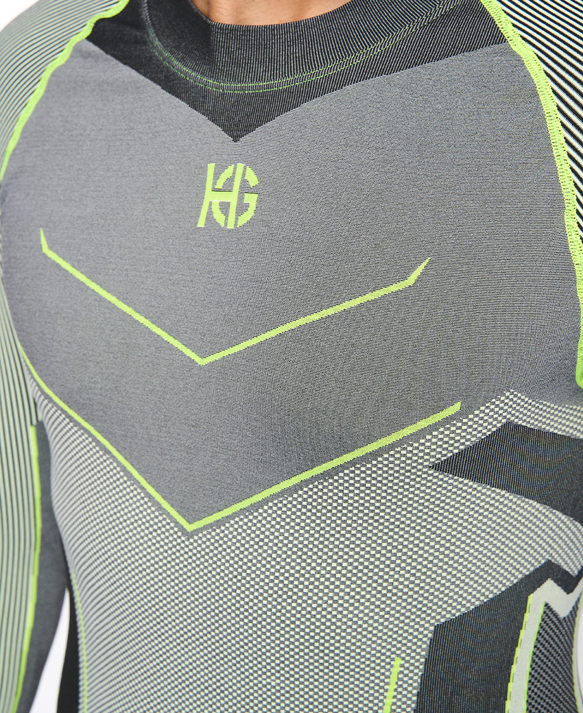 Tee-shirt manches longues homme VERGES Carbon jaune fluo