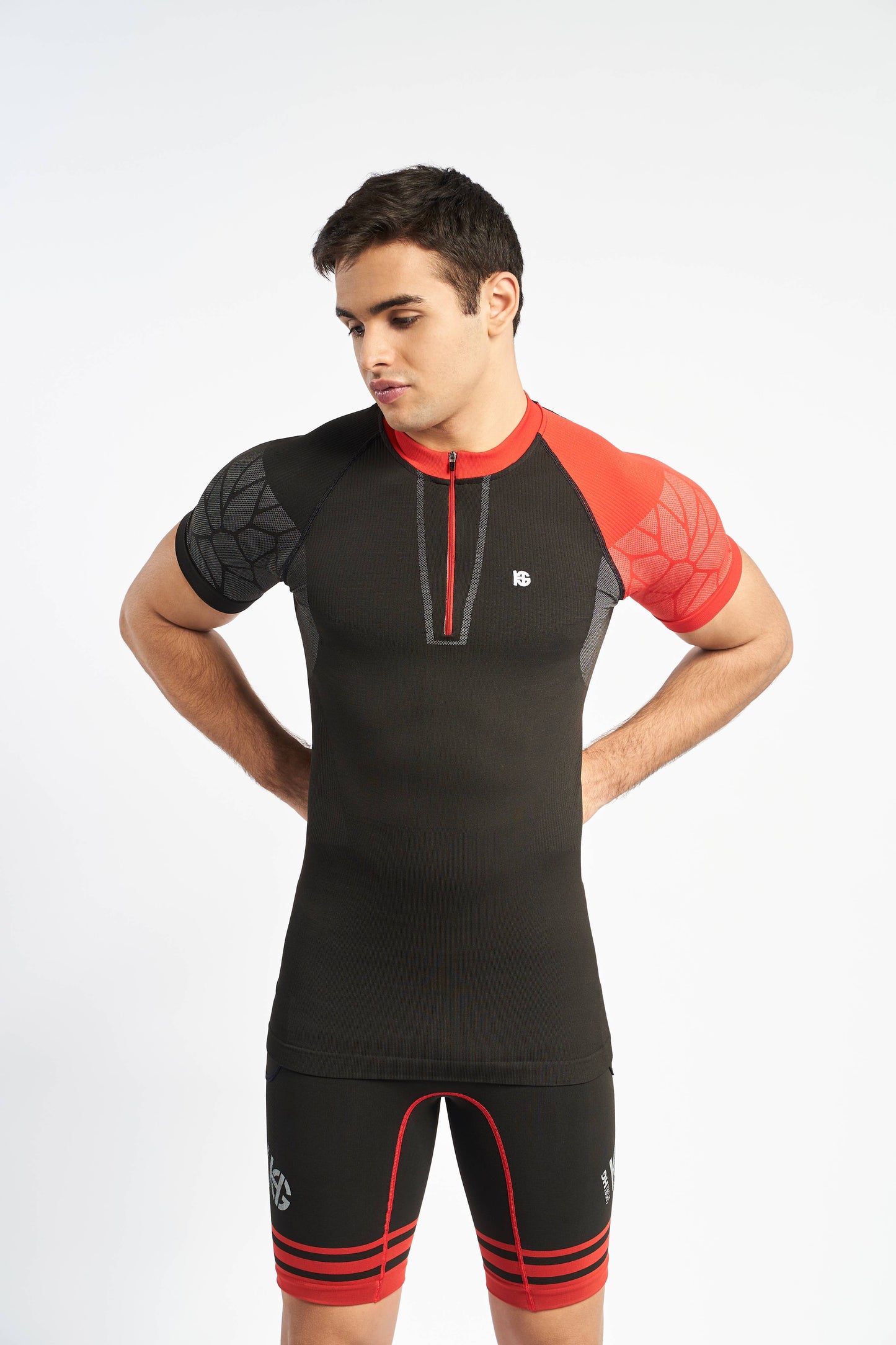 Tee-shirt PRO TEAM manches courtes Carbon noir et rouge