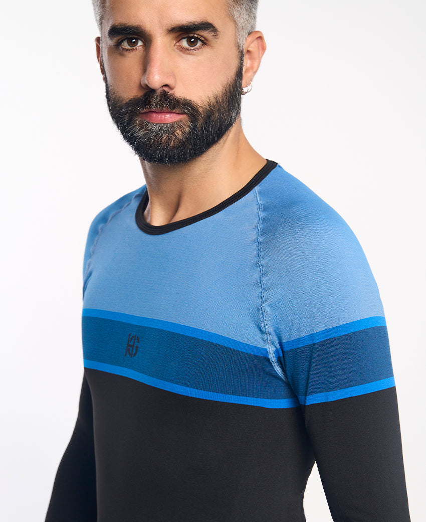 Tee-shirt manches longues DACTYL noir et bleu