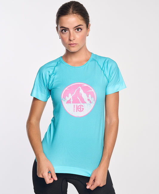 Tee-shirt femme imprimé UNIT turquoise