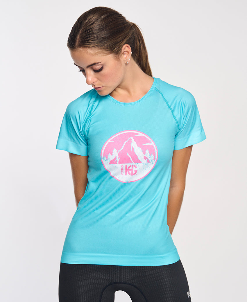 Tee-shirt femme imprimé UNIT turquoise