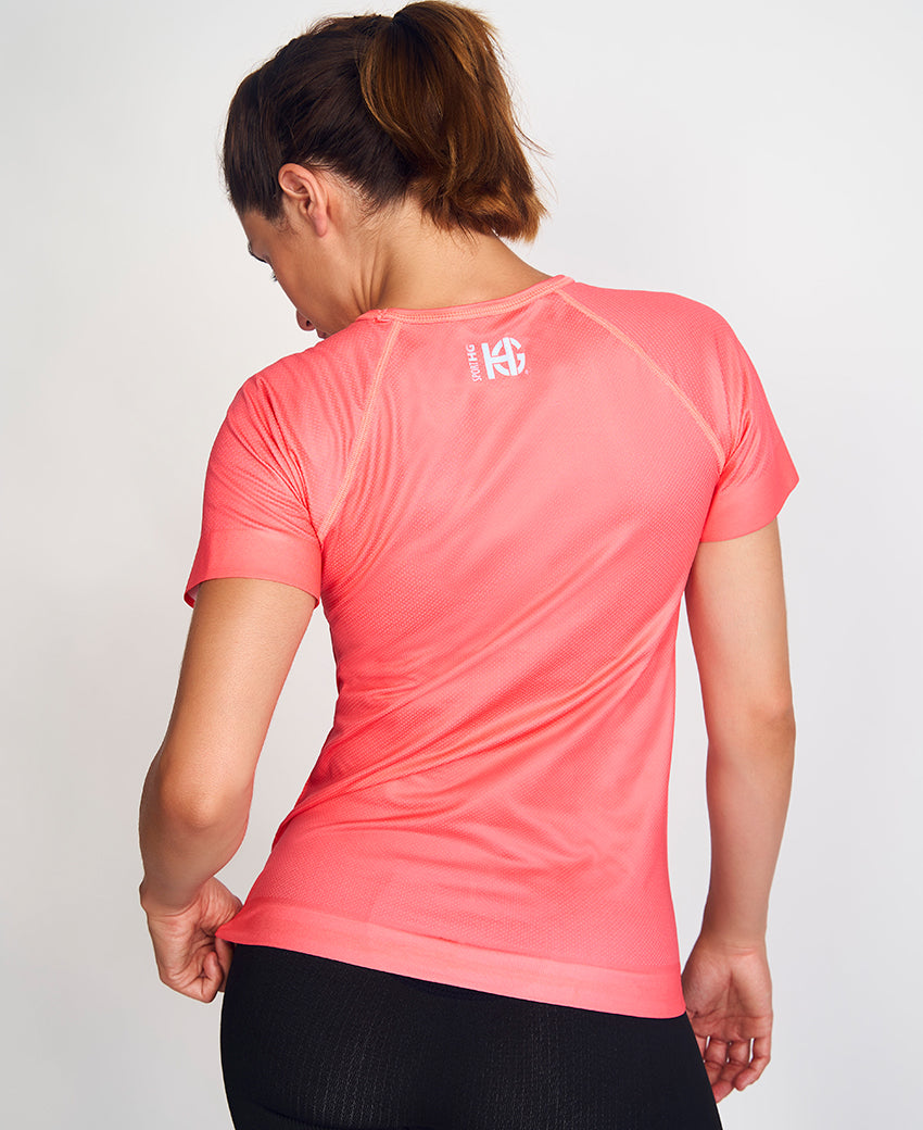 Tee-shirt femme imprimé UNIT corail