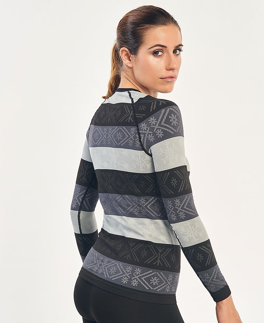 Tee-shirt manches longues femme CHUNK noir et gris
