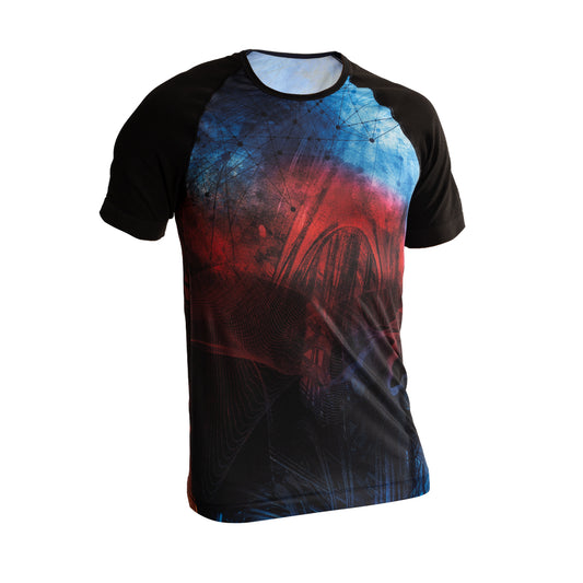 Tee-shirt imprimé MULTIVERSE rouge bleu et noir