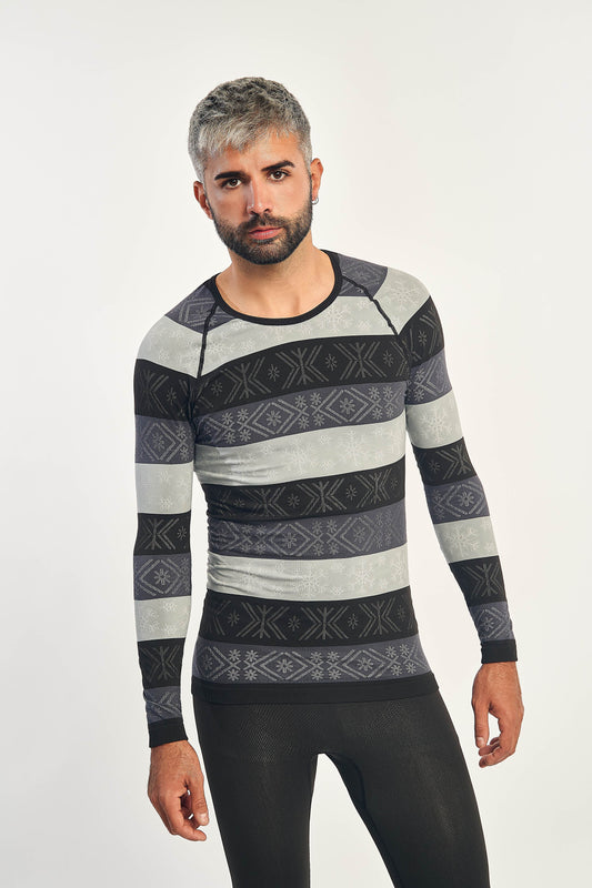 Tee-shirt manches longues homme CHUNK noir et gris