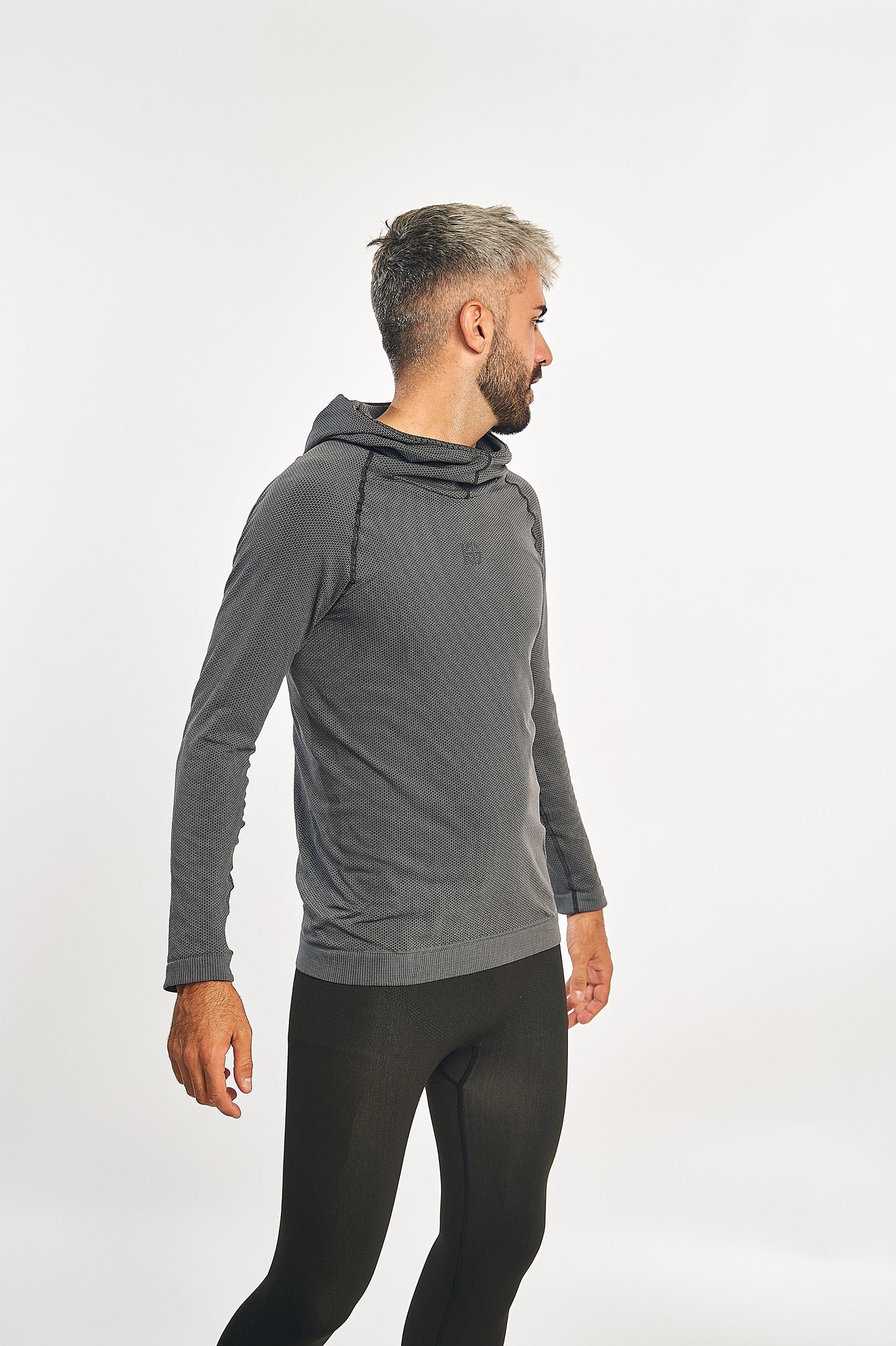 Tee-shirt manches longues à capuche homme STREAM gris acier